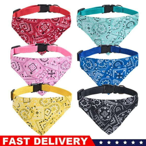 6pc Cute Adjustable Dog Bandana Collar Puppy Cat Pet Neckerchief Neck Scarf Ties