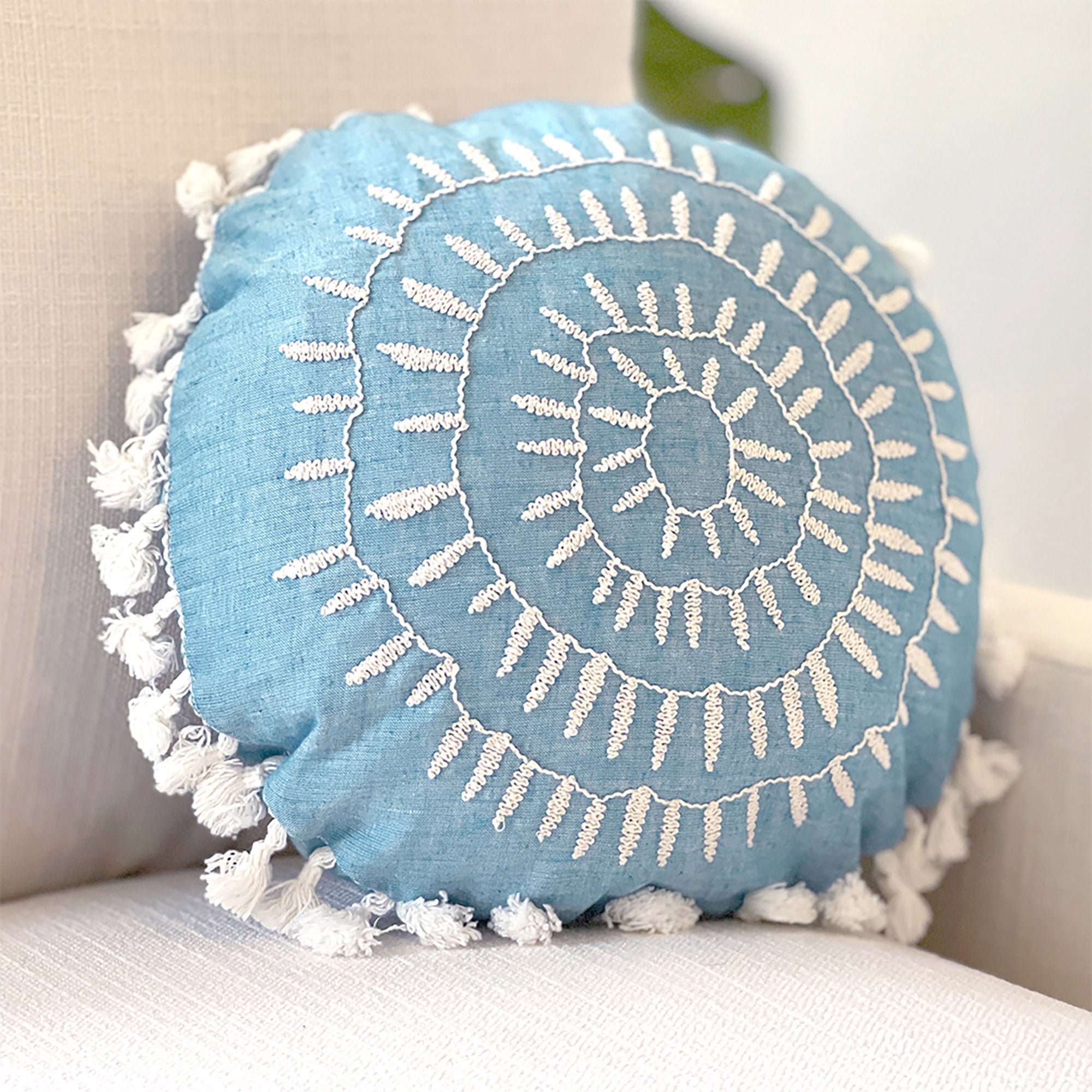 Crane Baby Caspian Round Pillow - Decorative Pillow Nursery Pillow Baby Room Accessory