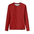 thumbnail image 4 of VSSSJ Women's Solid Color Basic T-Shirts Casual Crew Neck Classic Pullover Shirts Long Sleeves Loose Comfortable Tops Fall Clothes Red-02 XL, 4 of 4