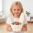 thumbnail image 7 of Basket with Handle Easter Bunny Rattan Woven Picnic Baskets with Rabbit Ear Straw Wicker Egg Candy Storage for Egg Party Supplies Gifts (White), 7 of 7