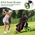 thumbnail image 2 of 3 Wheel Golf Push Cart, Foldable Golf Bag Cart with Ball Loading Aperture, Scorecard Board, Water Bottle Holder, Foot Brake-Black Green, 2 of 8