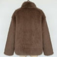 thumbnail image 4 of RYDCOT Mens Faux Fleece Jacket Fluffy Coats Lapel Collar Long Sleeve Full Zip Outerwear Winter Warm Cardigans Jacket Brown, 4 of 9
