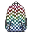 thumbnail image 2 of Multicolor Checkered Pattern Backpack for School, Cute School Bag with Adjustable Shoulder Straps and Padded Back, 16.9"x12.6"x5.9", 2 of 4