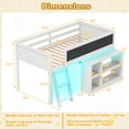thumbnail image 3 of Gymax Kids Loft Bed w/LED Lights Chalkboard & Removable Bookcase Safety Guardrail White, 3 of 10