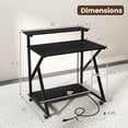 thumbnail image 3 of Costway Rolling Computer Desk, 32” Laptop Desk with Charging Station & Monitor Shelf Black, 3 of 10