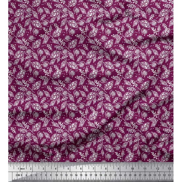 Soimoi Cotton Poplin Fabric Dot & Leaves Fabric Prints by Yard 42 Inch Wide