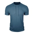 thumbnail image 1 of Mens Casual Manga Corta Botón Abajo Camisas Cuello Redondo Sólida Camisa de Parche para Al Aire Libre, Casual, Uso Diario, 1 of 7