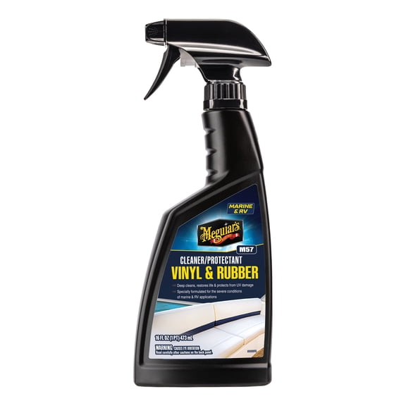Meguiar's M5716 Marine/RV Vinyl & Rubber Cleaner & Protectant, Boat Vinyl Cleaner & Protectant, Revitalize Plastic and Rubber with an Easy-to-Use Non-Greasy Formula, 16 Fl Oz Spray Bottle