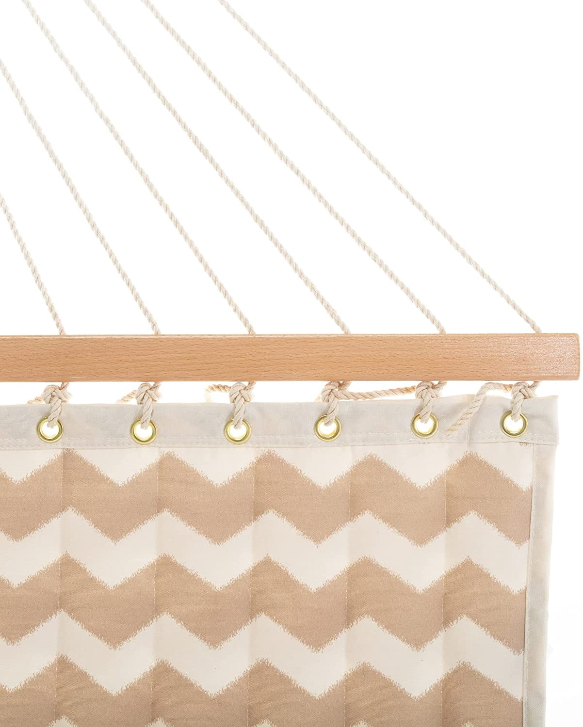 Large Double Quilted Hammock with Detachable Pillow - Beige Chevron