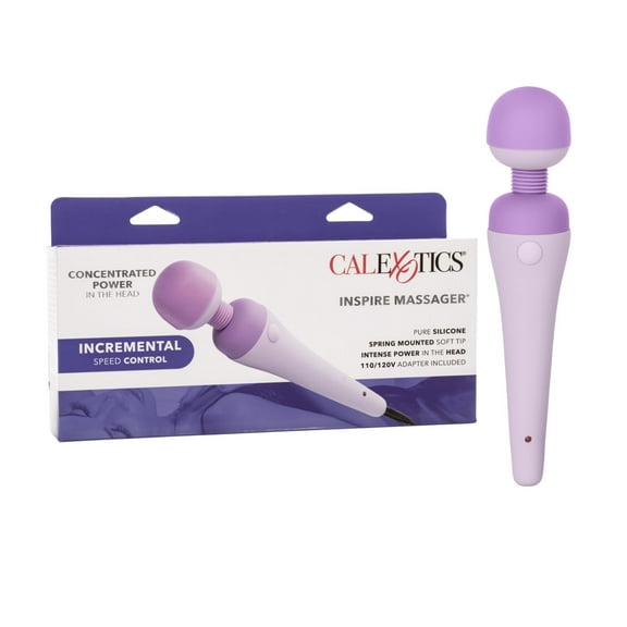 Inspire Massager Spring Mounted Head Multi-Speed Vibrator Wand- Lavender
