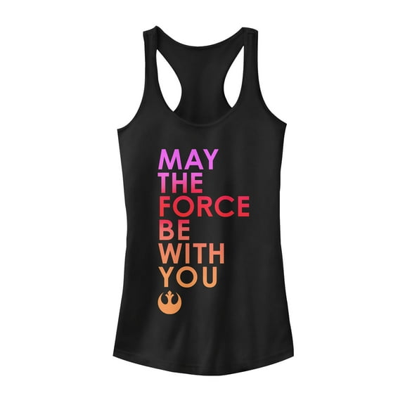 Junior's Star Wars The Last Jedi Force Be With You  Racerback Tank Top Black X Small