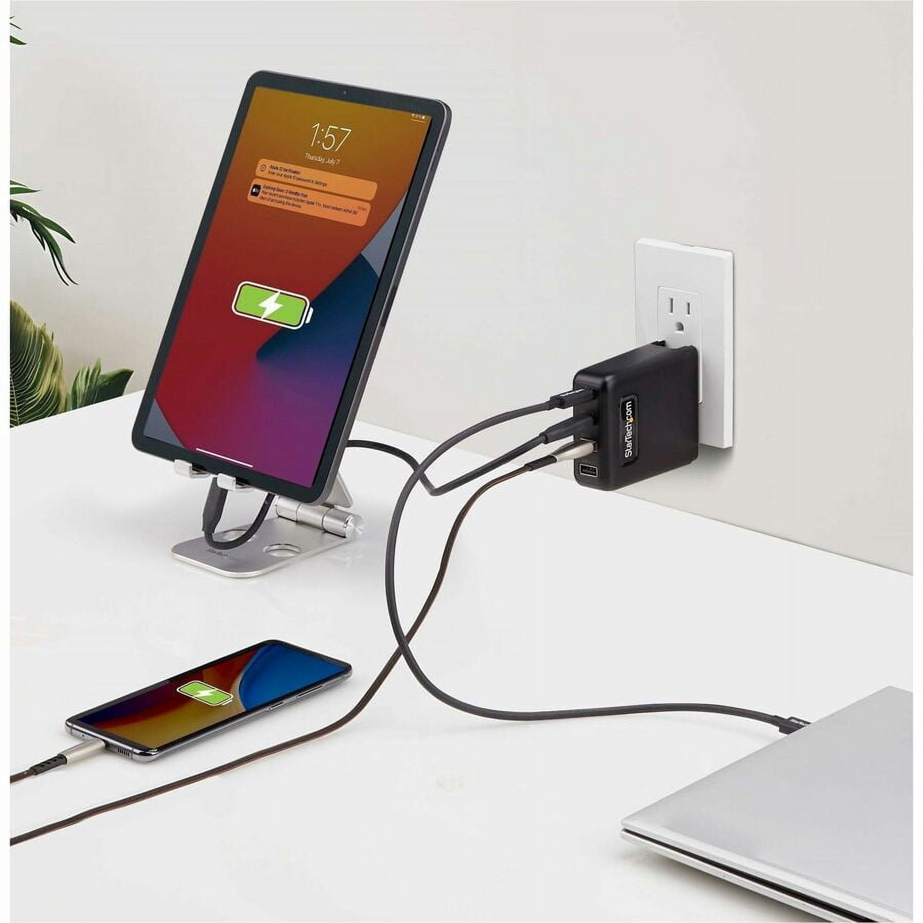 StarTech.com 100W USB-C Wall Charger, 2x USB-C, 2x USB-A, Fast Charging Portable GaN Power Adapter, PD 3.0, 6ft/1.8m USB-C to USB-C Cable