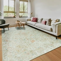 Ultrug Vintage Floral Print Rugs Soft Carpet Retro Area Rug for Living Room Bedroom Home Decor,5'x7',Beige