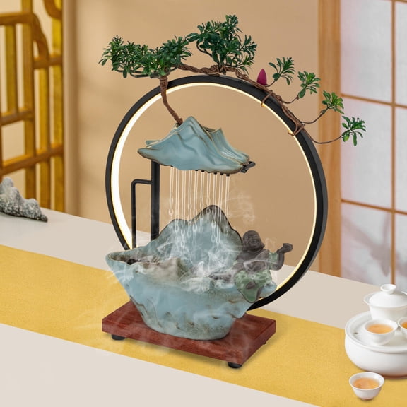 Indoor waterfall Fountain Tabletop Fountain W/ Lights Waterfall Decor W/Pump 10W