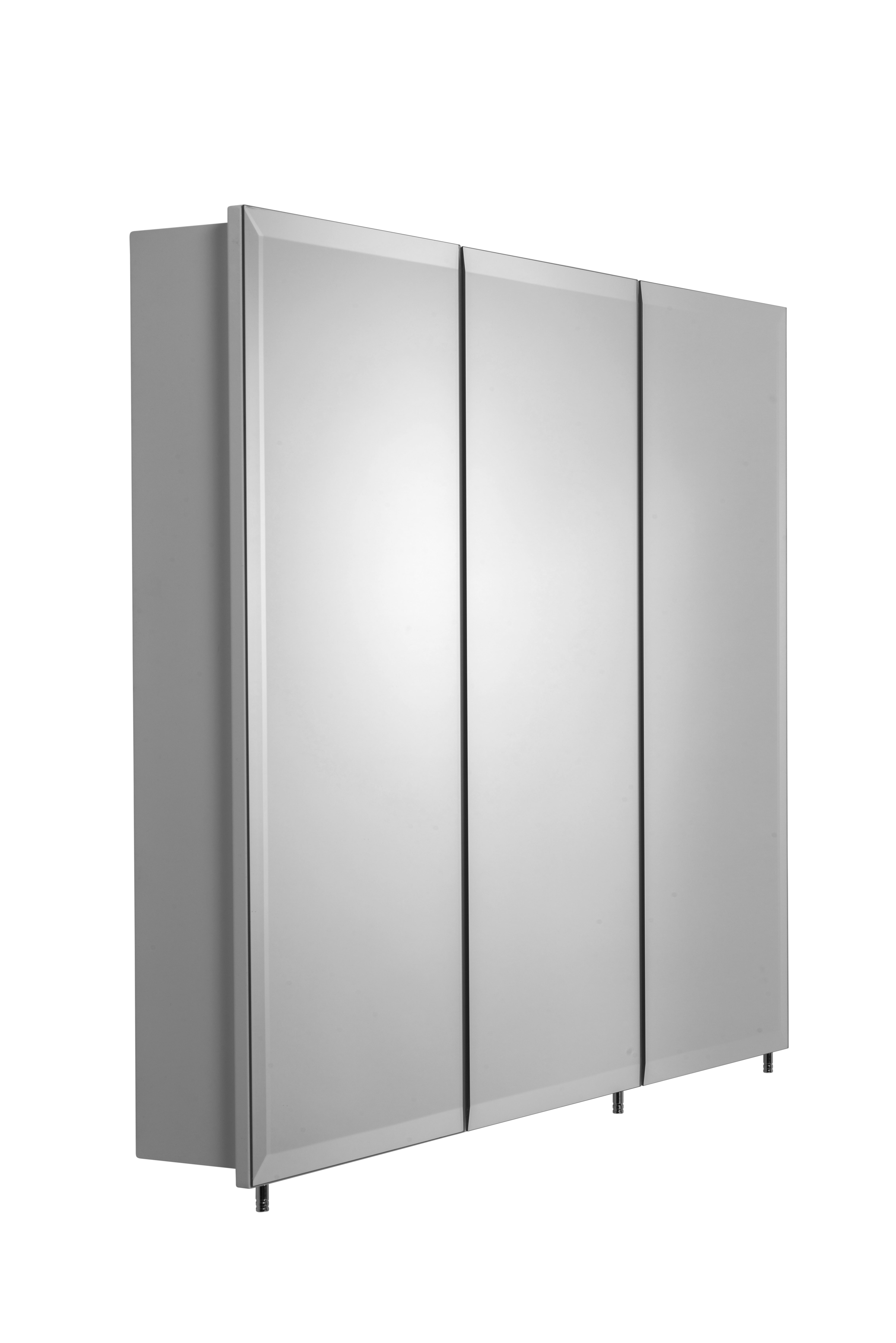 Croydex Texoma Triple Door Tri-View White Steel Medicine Cabinet with Mirror (36X30in)
