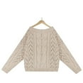 thumbnail image 4 of hotojiny Off the Shoulder Tops for Women Oversized Sweaters Fall Outfits Fashion Cable Knit Pullover Fall Clothes Long Sleeve Shirts, 4 of 6