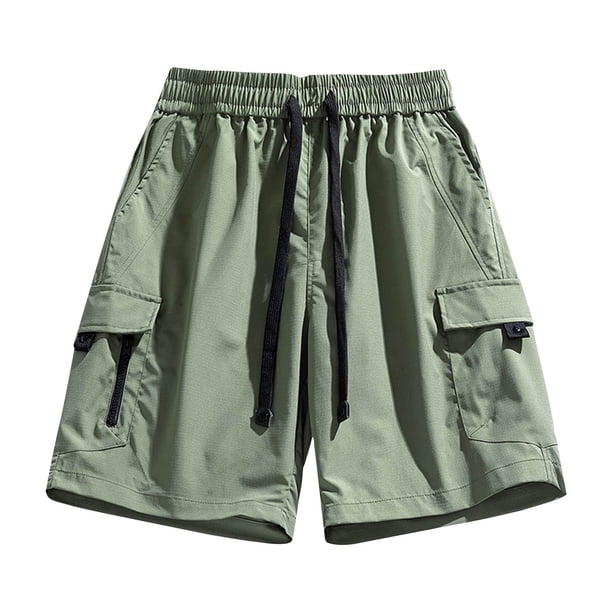 Puntoco Pantalones Cortos De Cintura Elástica Con Bolsillo Con Cordón Y Cómodos Informales De Verano Para Hombre Negro M