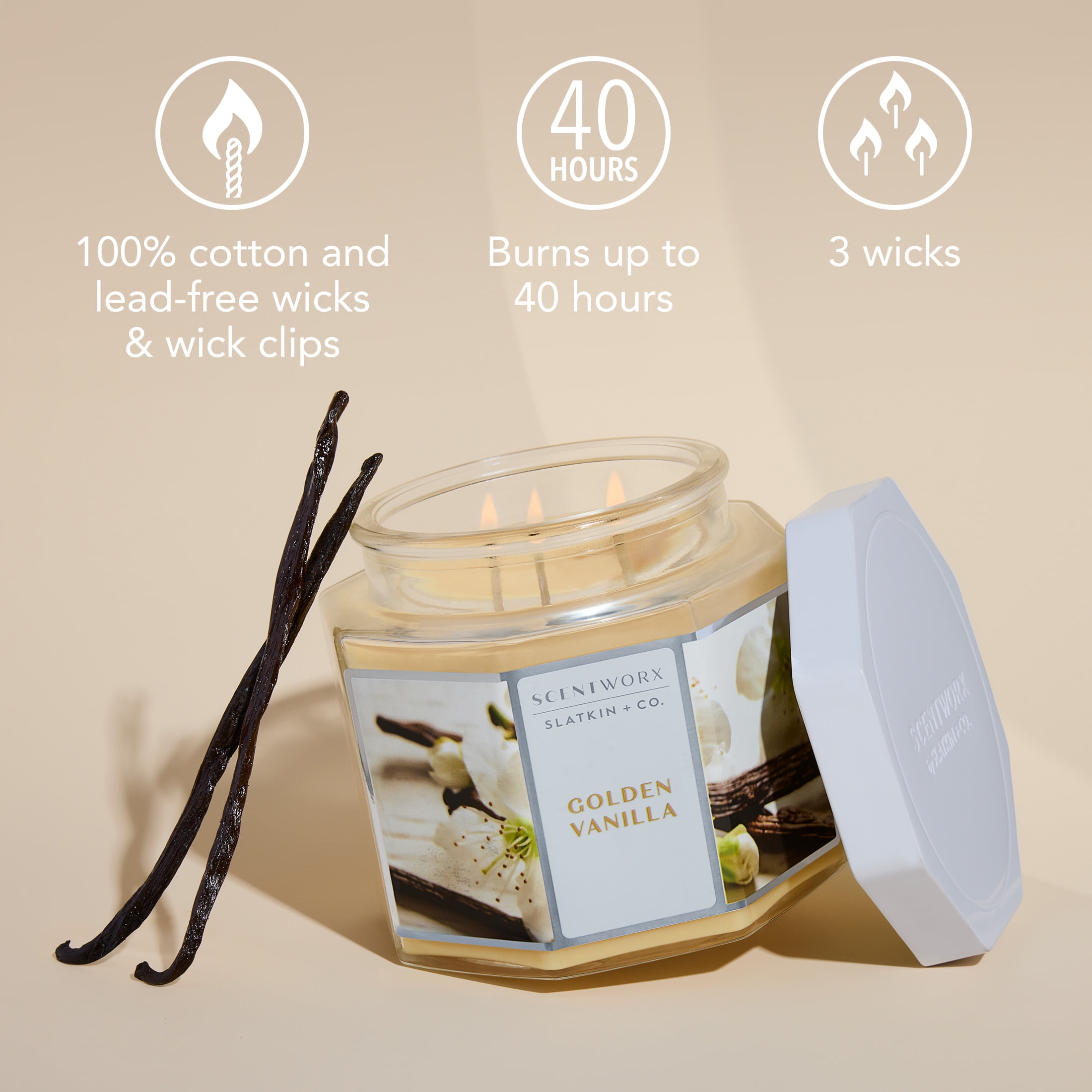 Scentworx 14.5 oz Golden Vanilla 3-Wick Jar Candle by Slatkin & Co