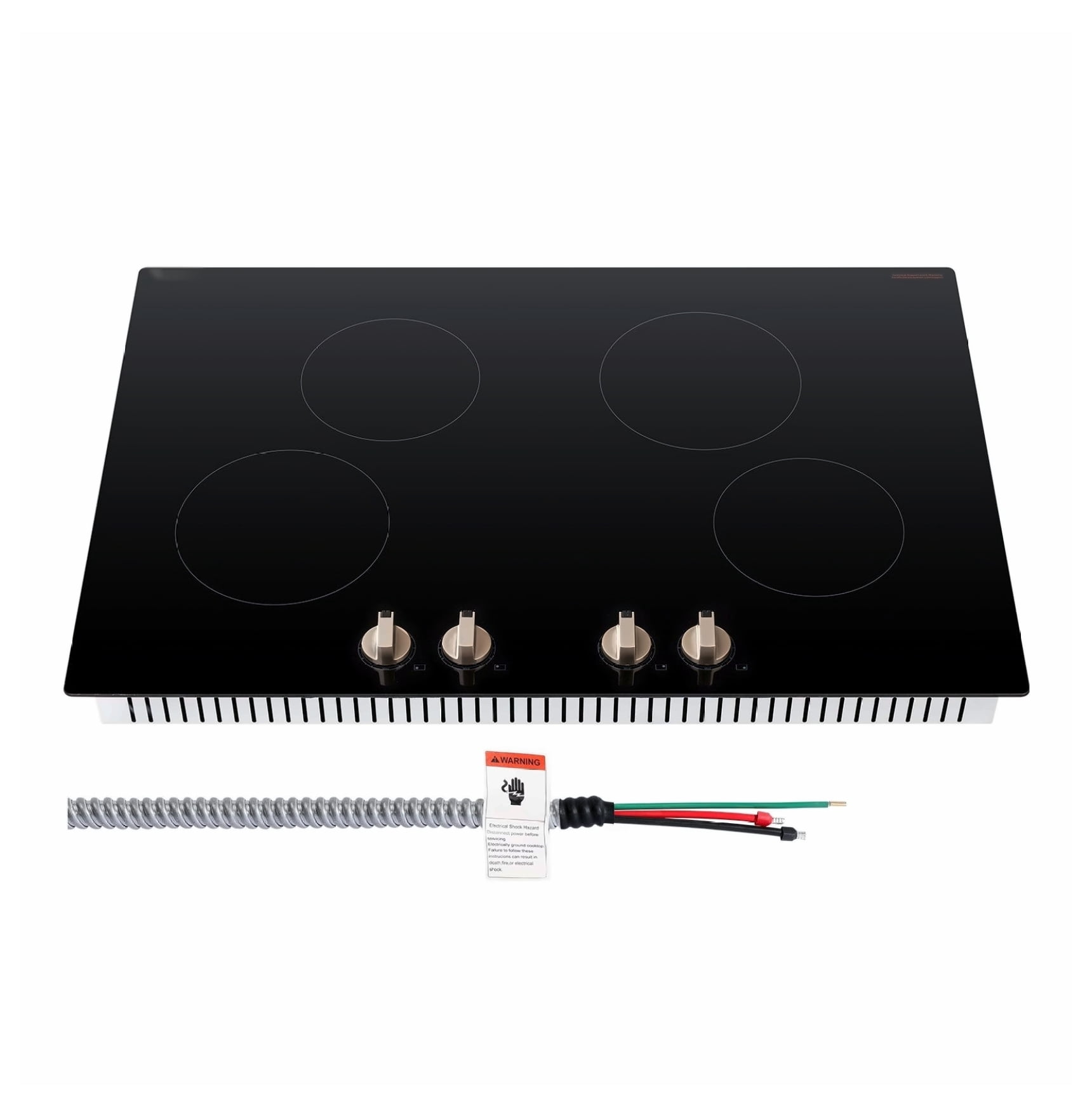 6600W 4 Burner Induction Cooktop, Electric Countertop Stove, Knob Control, Built-in Cooktop for Kitchen, Fast Heating, Safety Features, Easy Clean