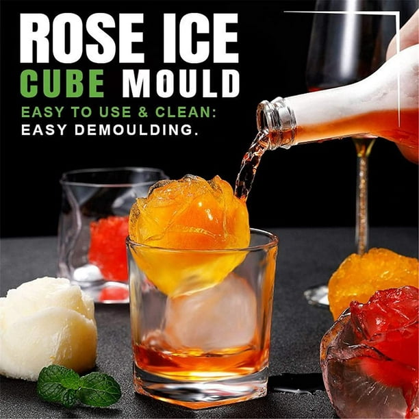 Ice Cube Tray Rose, MEETRUE Rose Shaped Ice Tray Silicone Ice Cube Tray  Rose Ice Molds Making 9 x 1.2'' Rose Ice Cube Trays for the freezer,  Novelty