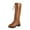 Brown, variant on Anuirheih Women's Knee High Lace Up Buckle Knight Boots Thick Heel Biker Boots( Black)