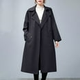 thumbnail image 6 of Ounisa Womens Oversized Long Trench Coat Double Breasted Lapel Solid Color Windproof Overcoat with Belt, 6 of 8