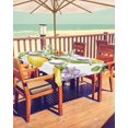 thumbnail image 2 of Hokiten Outdoor Tablecloths with Umbrella Hole & Zipper, Lemon Rectangle Tablecloth 60x120 Inch, Summer Purple Floral Green Leaf Watercolor White Waterproof Table Cloth, Patio/Pool Table Covers, 2 of 7