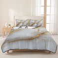 thumbnail image 3 of Twin Quilt Set 68''x86'', Marble Grey Lightweight Summer Bedspread Coverlet Set with 2 Pillow Shams, Gold Texture Modern Crack Scenery Breathable All Season Quilt Bedding for Dorm/Bedroom, 3 of 9