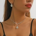 thumbnail image 2 of Lifetechs 3 Set Women Jewelry Set Rhinestone Necklace Earrings Prom Wedding Party Bride Water Drop Dangle Earrings Formal Occasions Neck Jewelry, 2 of 8