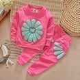 thumbnail image 2 of Odeerbi Toddler Sweatshirt Kids Baby Boys Girls Daisy Print Pullover Tops Flower Pants Set Outfits Hot Pink, 2 of 9
