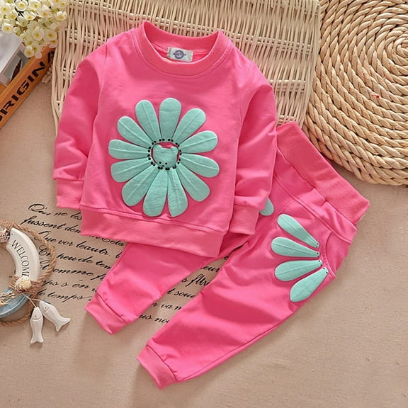 Herrnalise Toddler Kids Baby Boys Girls Daisy Print Pullover Tops Petal Pants Set Outfits Clothes for Boys