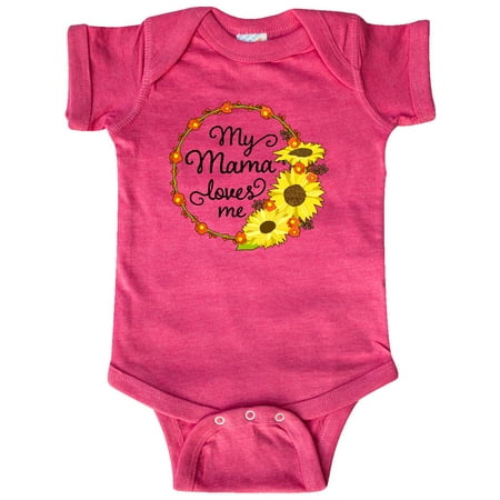 

Inktastic My Mama Loves Me with Sunflower Wreath Gift Baby Boy or Baby Girl Bodysuit