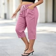 thumbnail image 2 of Women Capri Pants Zaewscy Women's Fashionable Solid Color Capris Drawstring With Pockets Shorts Pink XXXXXL, 2 of 8