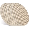 thumbnail image 1 of HAHDAXIA 4 Pcs Trivets for Hot Pots and Pans, Kitchen Heat Resistant Silicone Trivet, Extra Thick, Large, Non Slip (Beige), 1 of 7