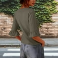 thumbnail image 6 of biudgviw Womens Blouses V Neck Button Down Shirts Ruffle Half Sleeve Casual Going Out Tops Spring Summer Pleated T-Shirt, 6 of 7