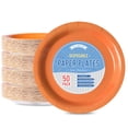 thumbnail image 1 of Platos de papel desechables Tyzarglef, 23 cm, naranja, 50 unidades, 1 of 6