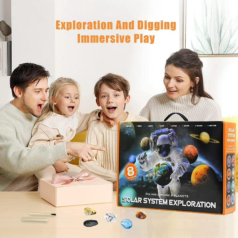  Gemstone Dig Kit, 6-IN-1 Planets Excavating Set, Dig up 30 Real  Rocks, Minerals & Crystals, Solar System Exploration Set, STEM Project Toy  Gift for Boys & Girl, Stone Mining Science Kit