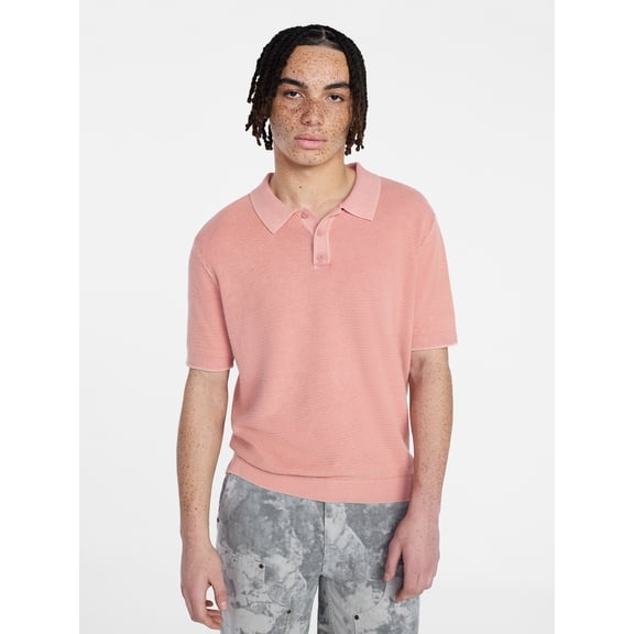 No Boundaries Mesh Polo Sweater with Short Sleeves, Men's XS-3XL