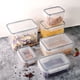 thumbnail image 1 of Recipientes de plástico transparente para almacenar alimentos con tapas - Juego hermético de 6 piezas para la organización de la despensa, apilable y sellado, 1 of 1