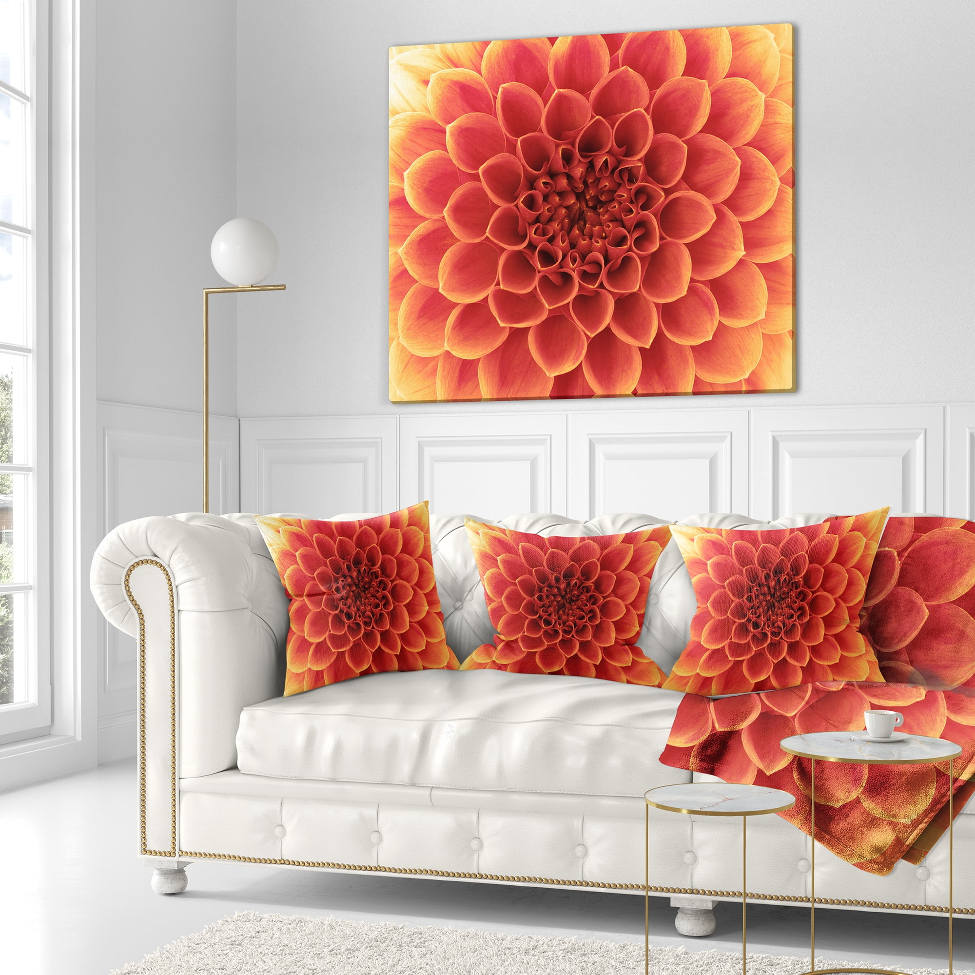 Designart Brown Flower with Dense Petals - Floral Photo Throw Pillow - 16x16
