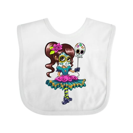 

Inktastic Día de los Muertos girl with decorative skull balloon Gift Baby Boy or Baby Girl Bib