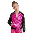 thumbnail image 5 of YEAHDOR Kids Girls Metallic Zip-Up Jacket Coat Outerwear Long Sleeve Tops for Jazz Hip Hop Dance Hot Pink 14, 5 of 7