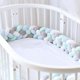 thumbnail image 1 of Parachoques de cuna 4 tejidos Cojín de bebé Serpiente Trenzado Parachoques Terciopelo Protector de cuna Parachoques Guardería para recién nacidos Cuna Dormitorio Decoración con, Gris+Blanco+Verde+Azul, 1 of 5