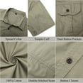 thumbnail image 3 of TOPTIE Men Cotton Short Sleeve Fishing Shirt for Work Travel Dual Button Pockets Retro Work Shirt-Green-XL, 3 of 8