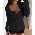 thumbnail image 5 of Women'S Boat Neck Cable Knit Sweater, Long Sleeve Off Shoulder Ribbed Slim Fit Pullover Tops Cute Fall Outfits Black L, 5 of 7