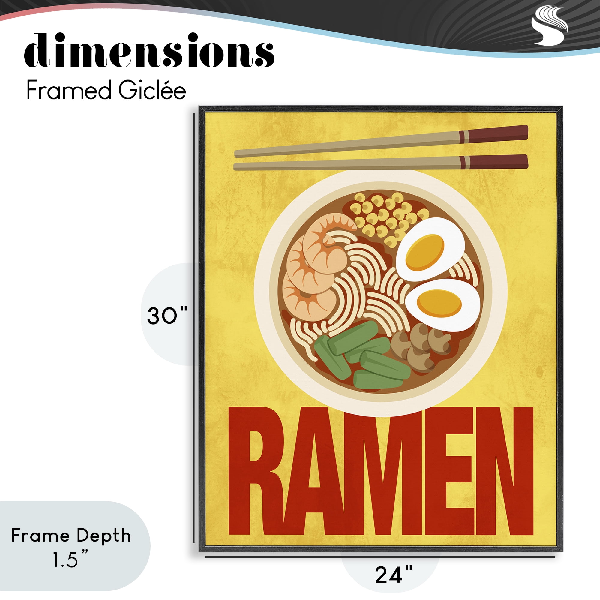Stupell Industries Bright Ramen & Chopsticks Black Framed Giclee Art, design by Marcus Prime