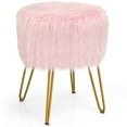 thumbnail image 4 of Demi Bonn Faux Fur Vanity Stool Chair, Footstool Ottoman, Fluffy Chair with with Metal Legs, Makeup Stool, Decorative Furniture Footrest, for Living Room, Bedroom, Pink, 4 of 8