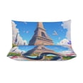 thumbnail image 3 of 3 Pcs Soft Bedding Set, Includes 1 Duvet Cover with Zipper And 2 Pillow,Shams Eiffel Tower Full(79"×90"), 3 of 8