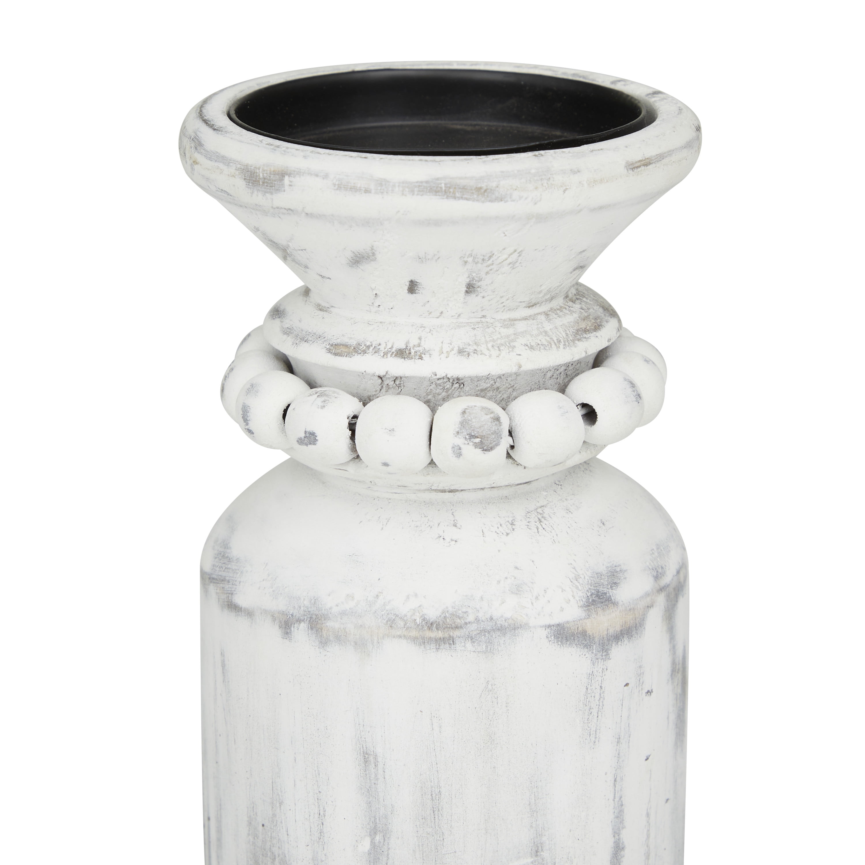 DecMode 3 Candle White Wood Candle Holder, Set of 3