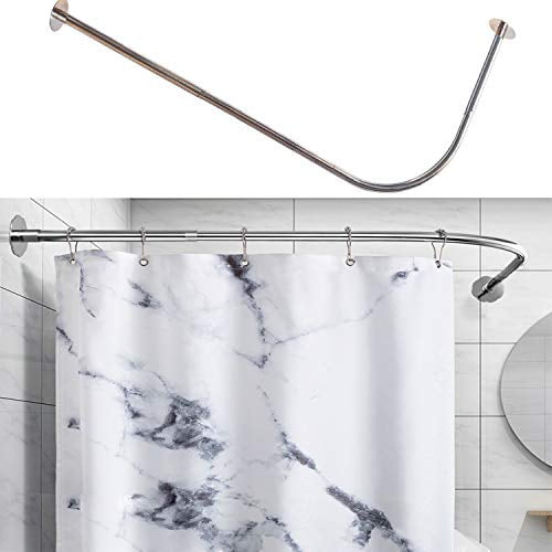 Tanxih Corner Shower Curtain Rod Adjustable Stainless Steel L Shaped Rack Drill Free Install For Bathroom Bathtub Clothing 27 55 Inch 39 37, L Shower Curtain Rod